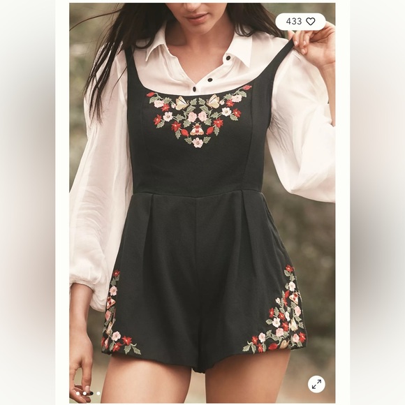 Maeve Pants - Anthropologie Maeve Long-Sleeve Embroidered Twofer Romper One-Piece Size 10 NEW